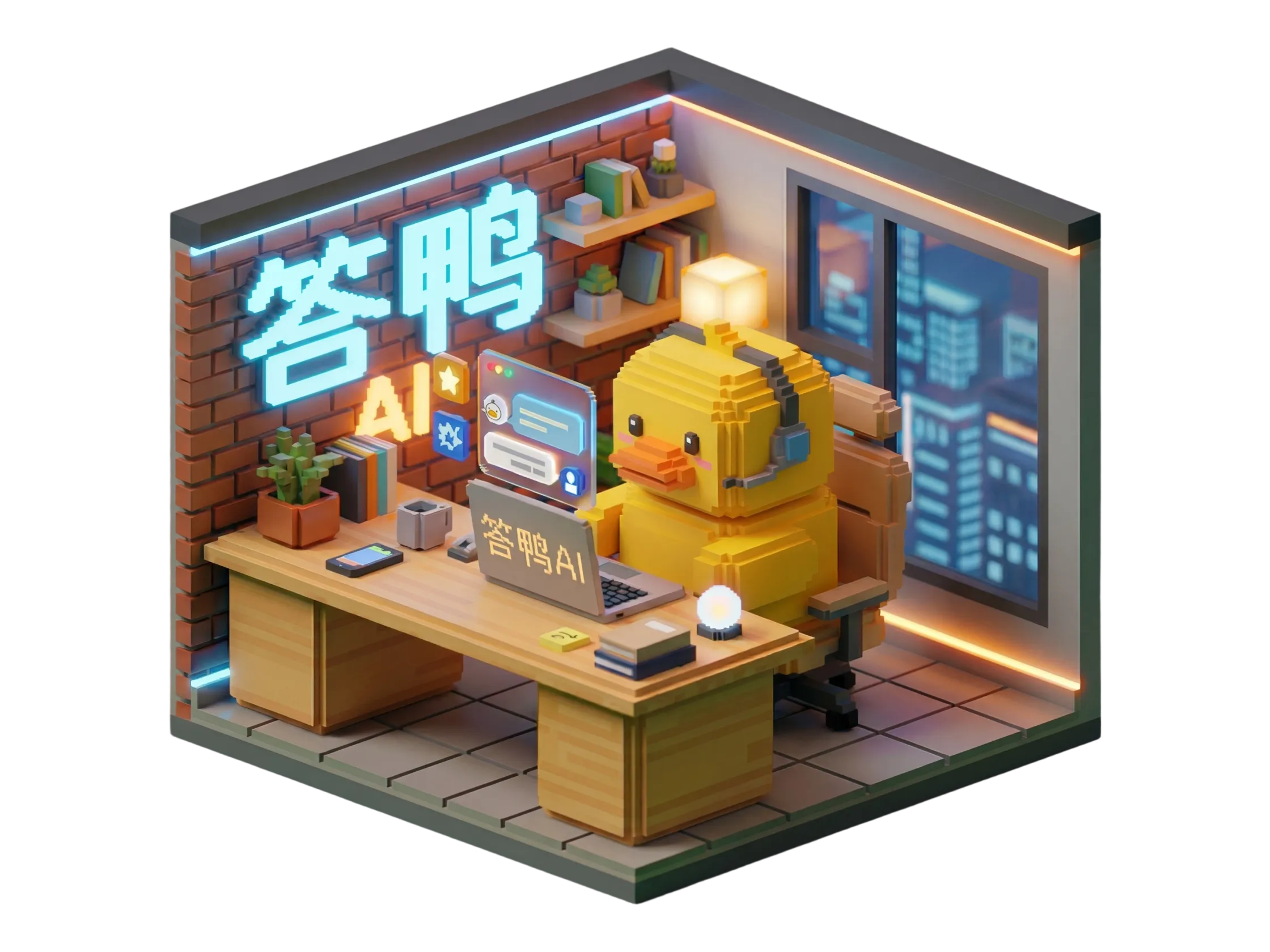 答鸭 AI 首页首屏主视觉,展示学习、工作与创作的一站式 AI 工作台